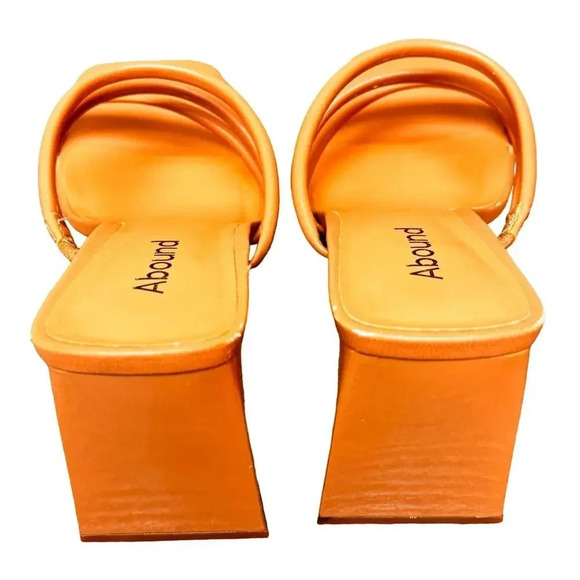 New! ABound Austyn Strappy Sandal Tan Beige Chunky Slip-On Heels Women's 8 - Picture 6 of 11